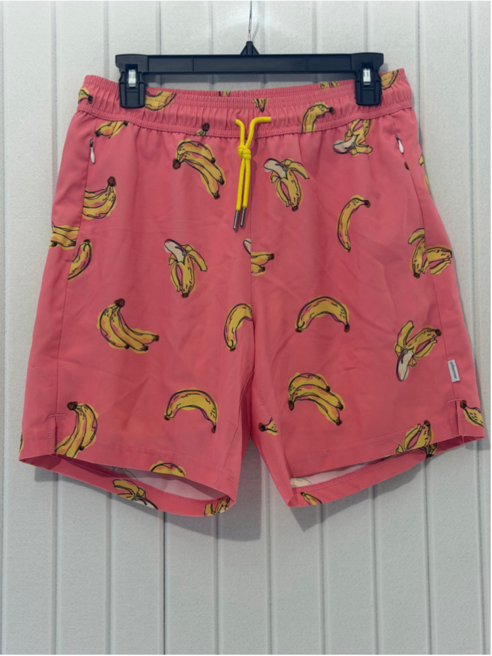 Maamgic Men’s Pink Banana Print Swim Trunks – Size Medium